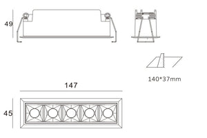 Recessed IP20 LED luminaire Linear 5